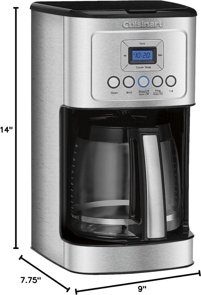 Cuisinart Coffee Maker, 14-Cup Glass Carafe, Fully Automatic for Brew Strength Control  1-4 Cup Setting, Stainless Steel, DCC-3200P1