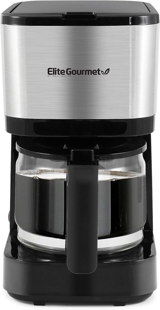 Elite Gourmet EHC9420 Automatic Brew  Drip Coffee Maker with Pause N Serve Reusable Filter, On/Off Switch, Water Level Indicator, Stainless Steel