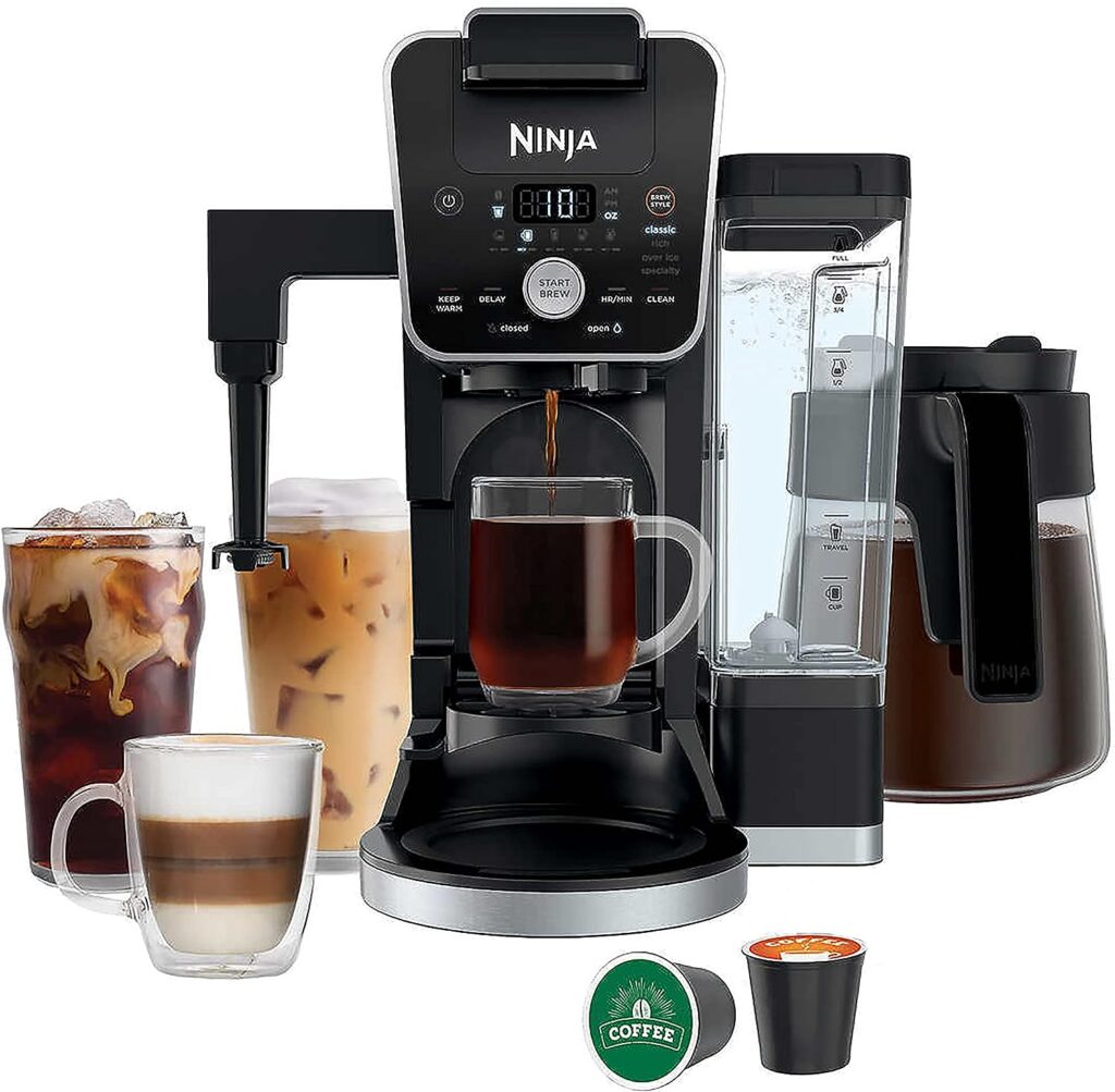 Ninja CFP451CO DualBrew System 14-Cup Coffee Maker, Single-Serve Pods  Grounds, 4 Brew Styles, Built-In Fold Away Frother, 70-oz. Water Reservoir Carafe, Black (Renewed) Extra Large
